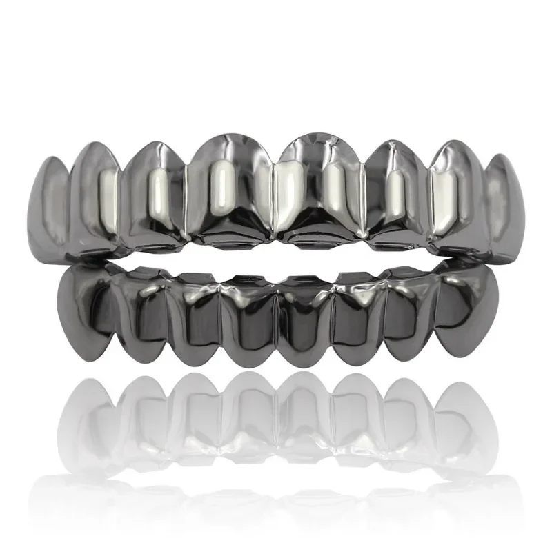 Gold Silver Plated HIP HOP Teeth Grillz Top & Bottom Grills Set With silicone Real Shiny Vampire Tooth Sets - Image 4