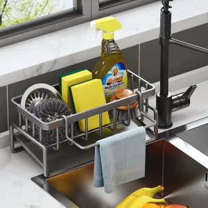 New Kitchen Sponge Rack Drain Water Place Dish Soap Organize Rags Multi Functional Large Capacity Countertop and Store Items